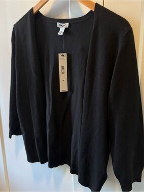 DKNY Black Open-Front Lightweight Cardigan Size Medium